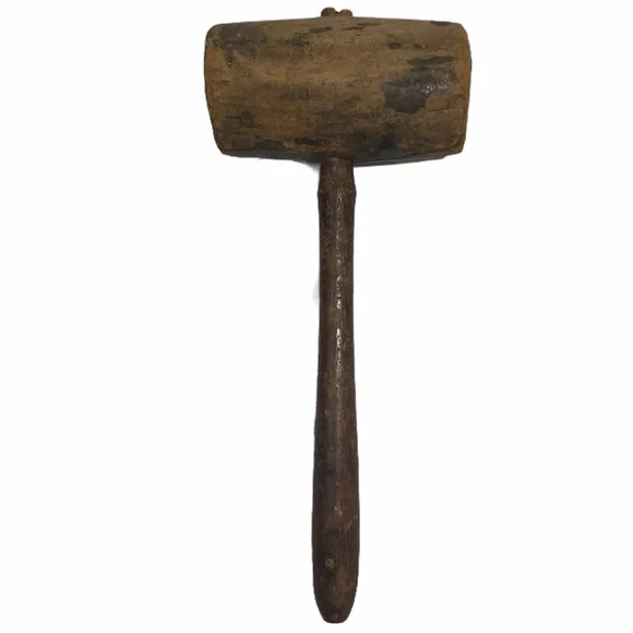 Primitive Wooden Mallet Handmade Vintage Antique Kitchen Utensil Farmhouse Decor